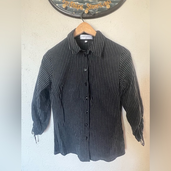 Anne Fontaine Paris Cinched Wrist Button Down Blouse - Picture 3 of 11